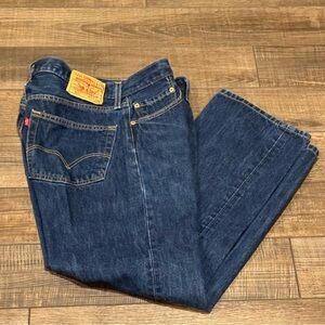 Vintage Levi's 501 Jeans Men's 34x30 Y2K Straight/Wide Leg Pants 2004 Dark Wash